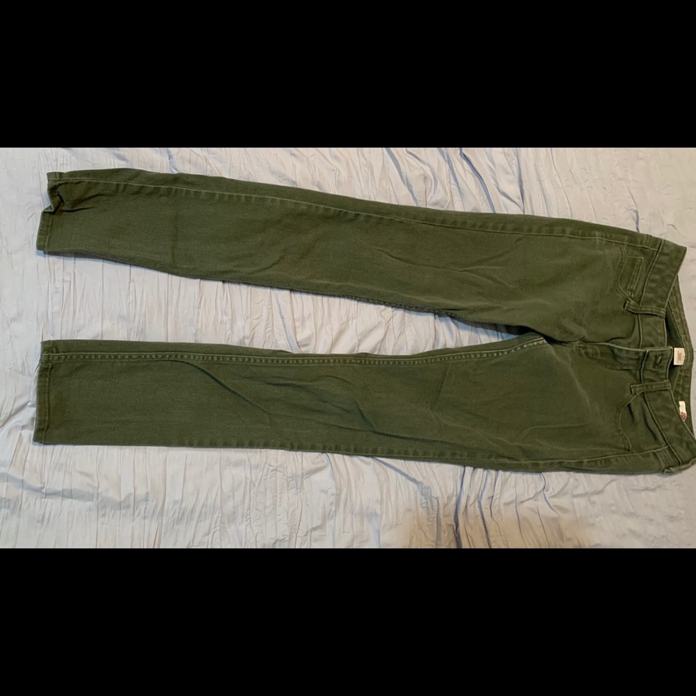 Olive wash denim skinny jeans